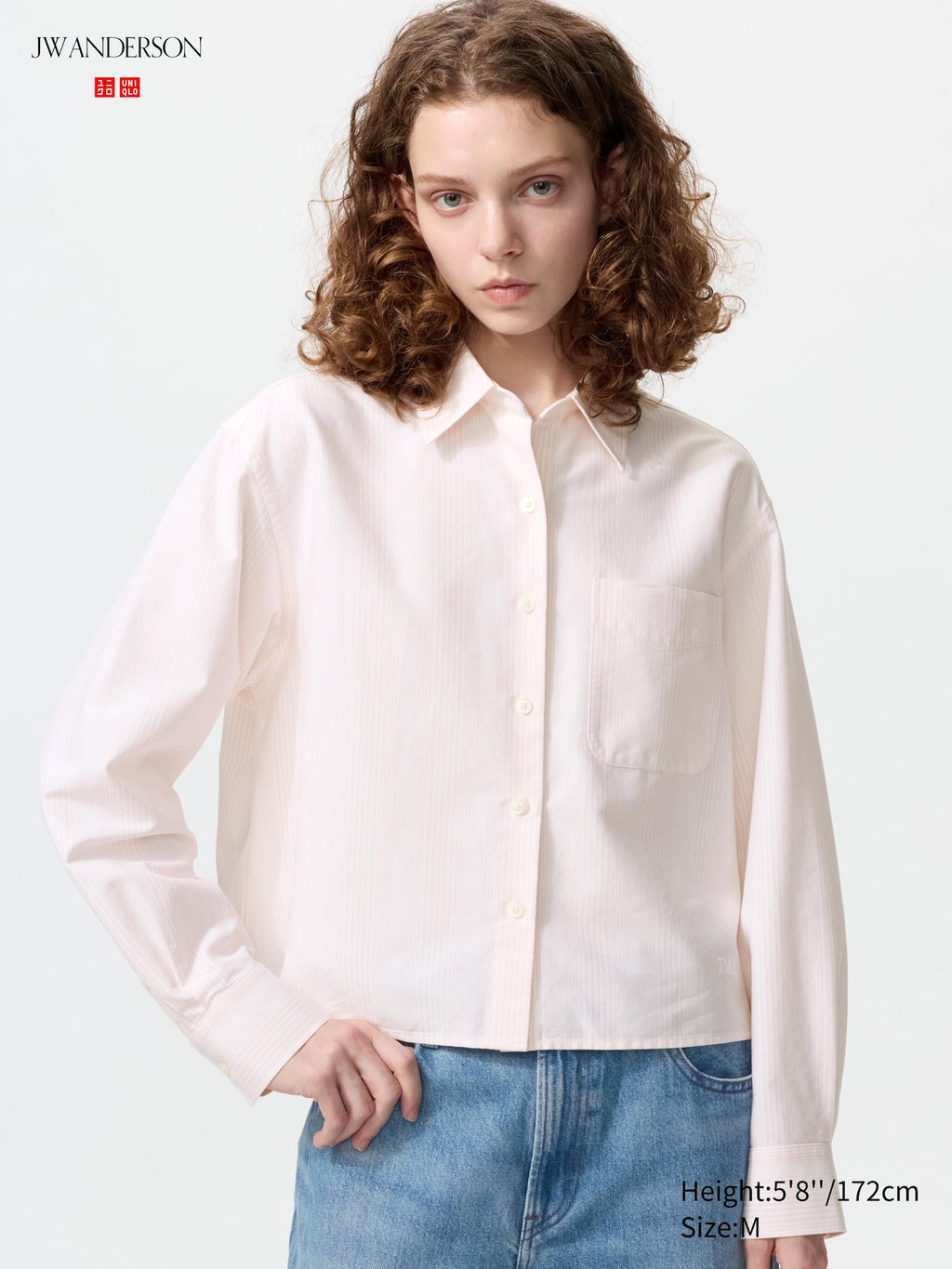Oxford Boxy Shirt Long Sleeve Striped - PINK