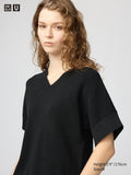V Neck Sweater Short Sleeve - BLACK