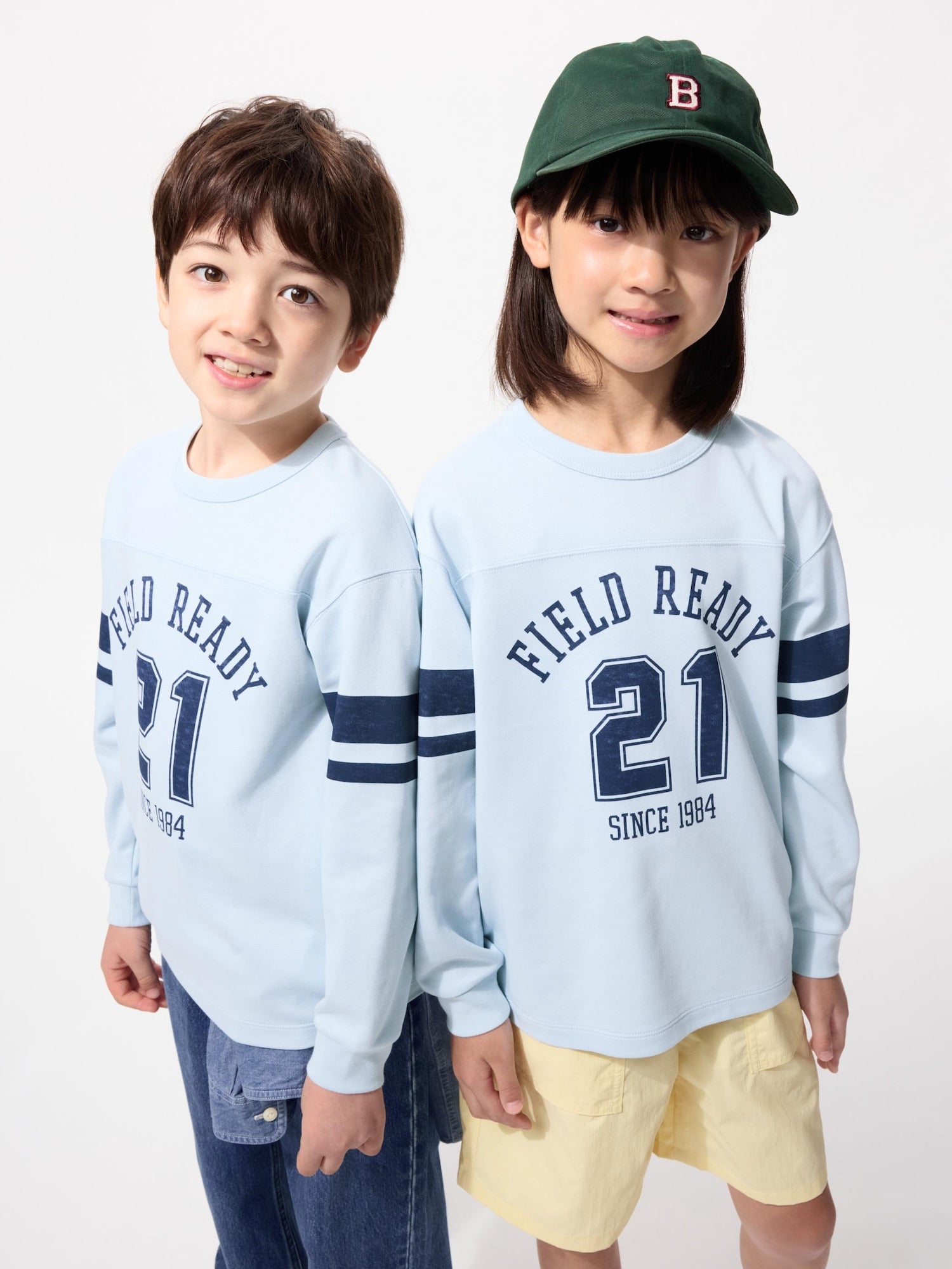 KIDS AIRism Graphic Cotton Crew Neck T Long Sleeve - BLUE