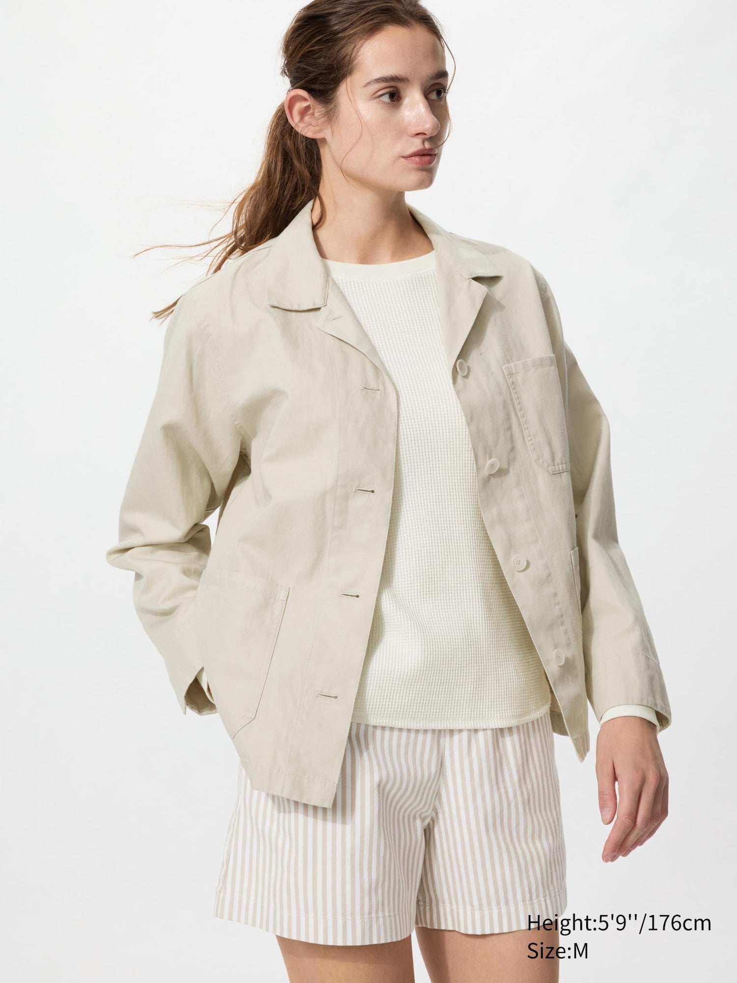 Cotton Easy Shorts Striped - NATURAL