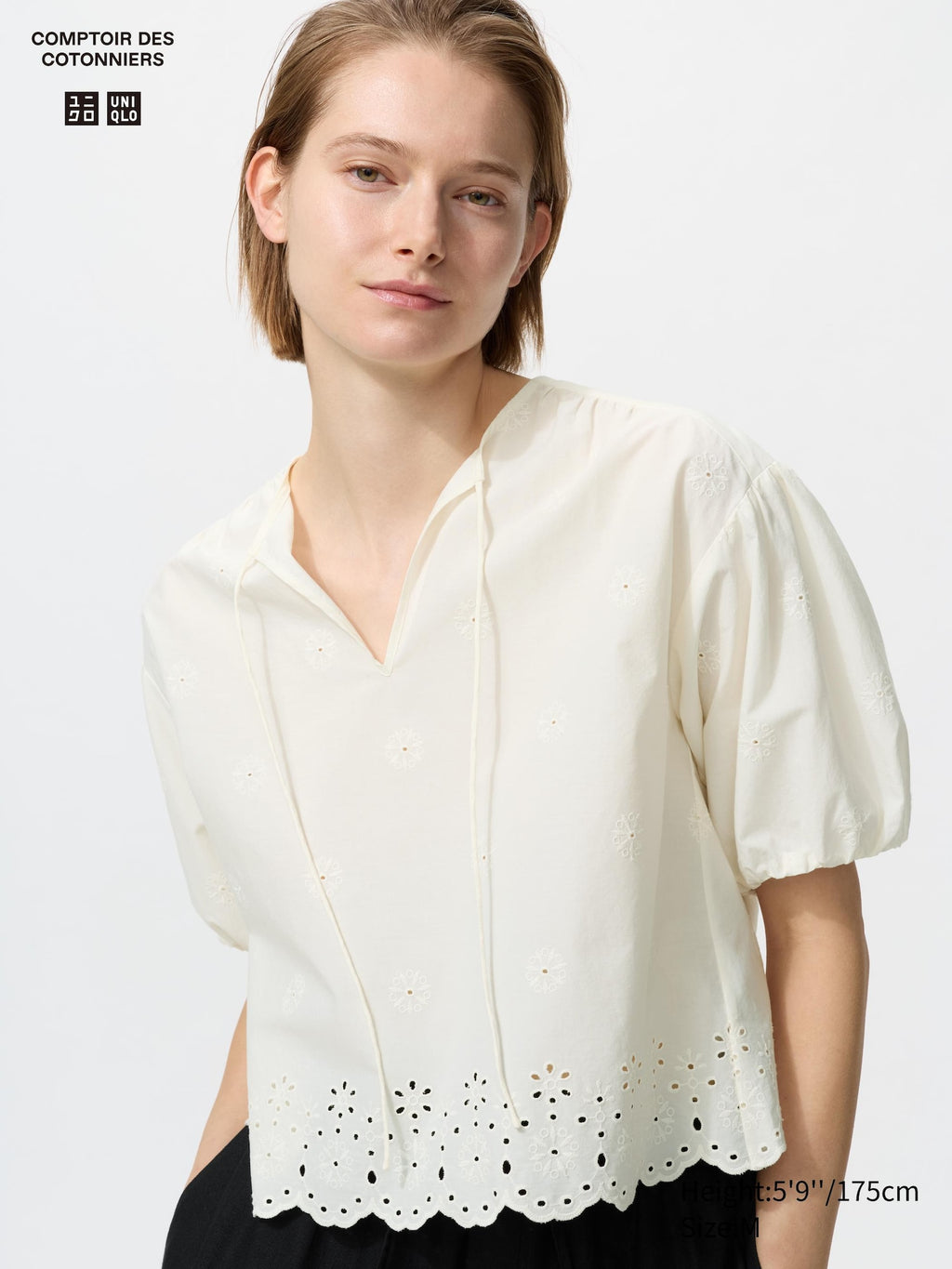 Embroidery Blouse Half Sleeve - OFF WHITE