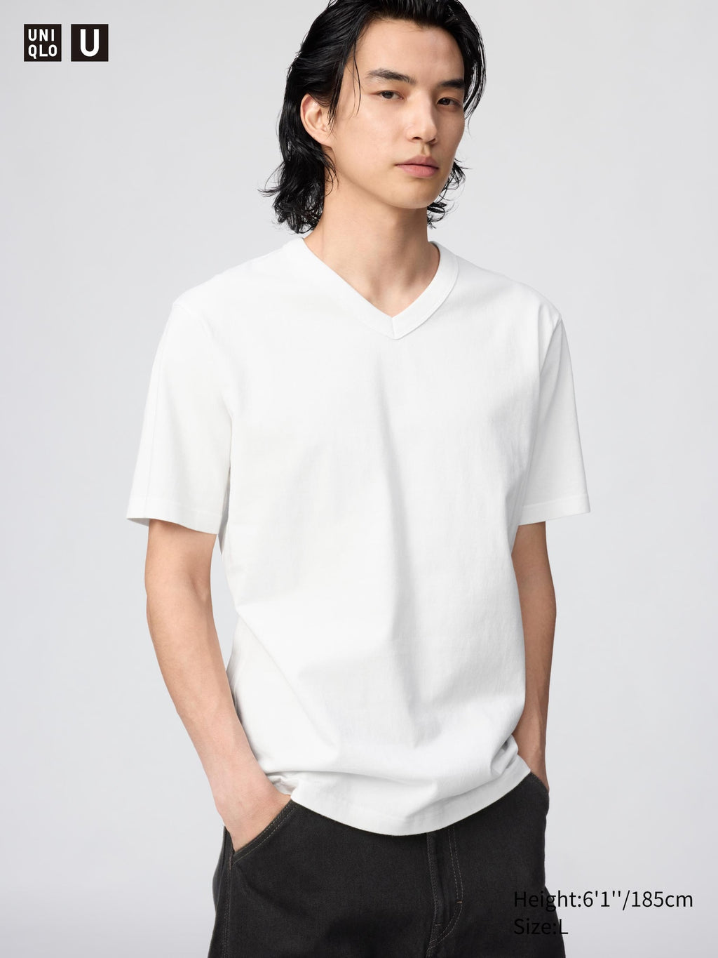 V Neck T-Shirt - WHITE