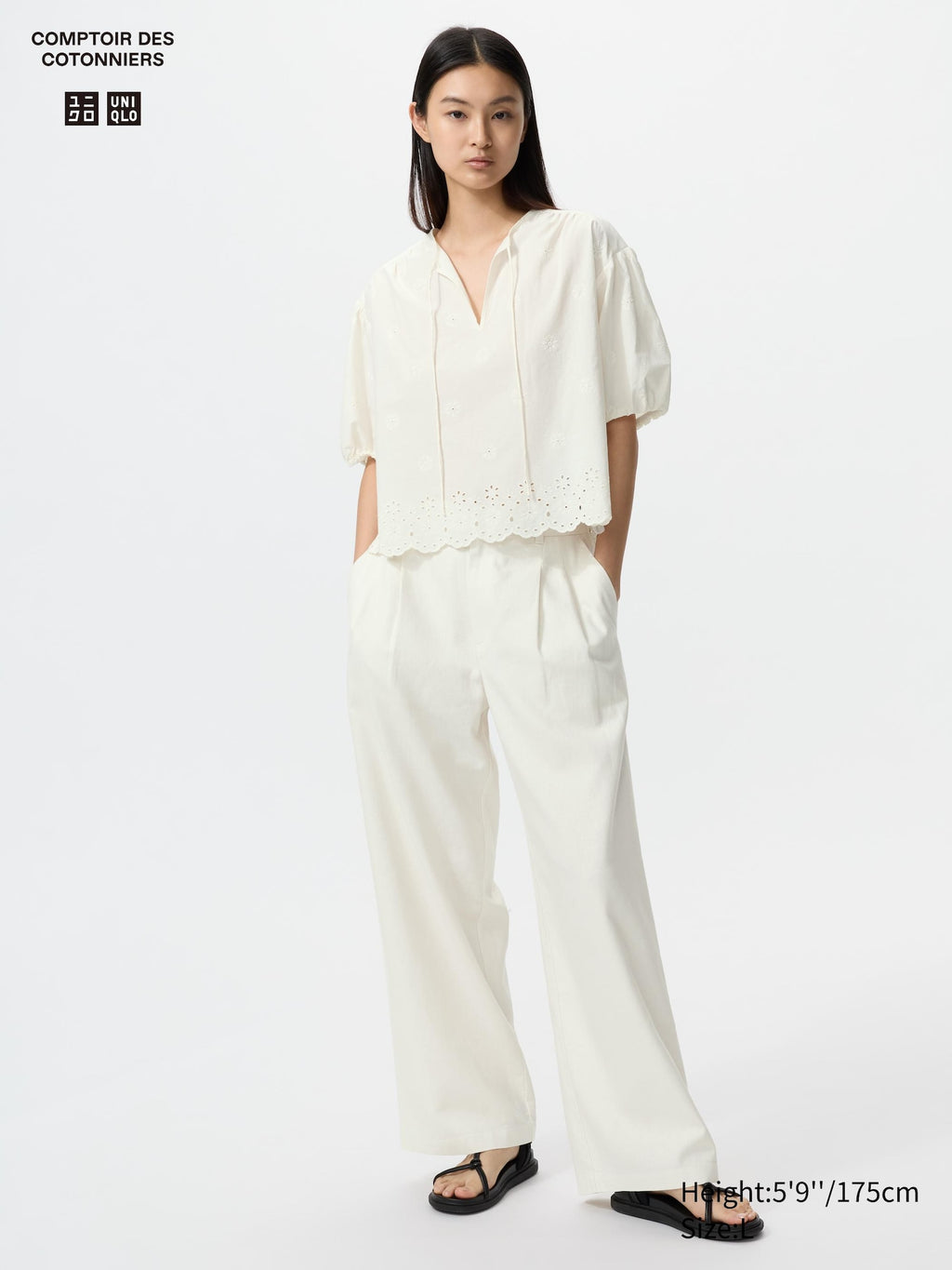 Linen Blend Straight Pants - OFF WHITE