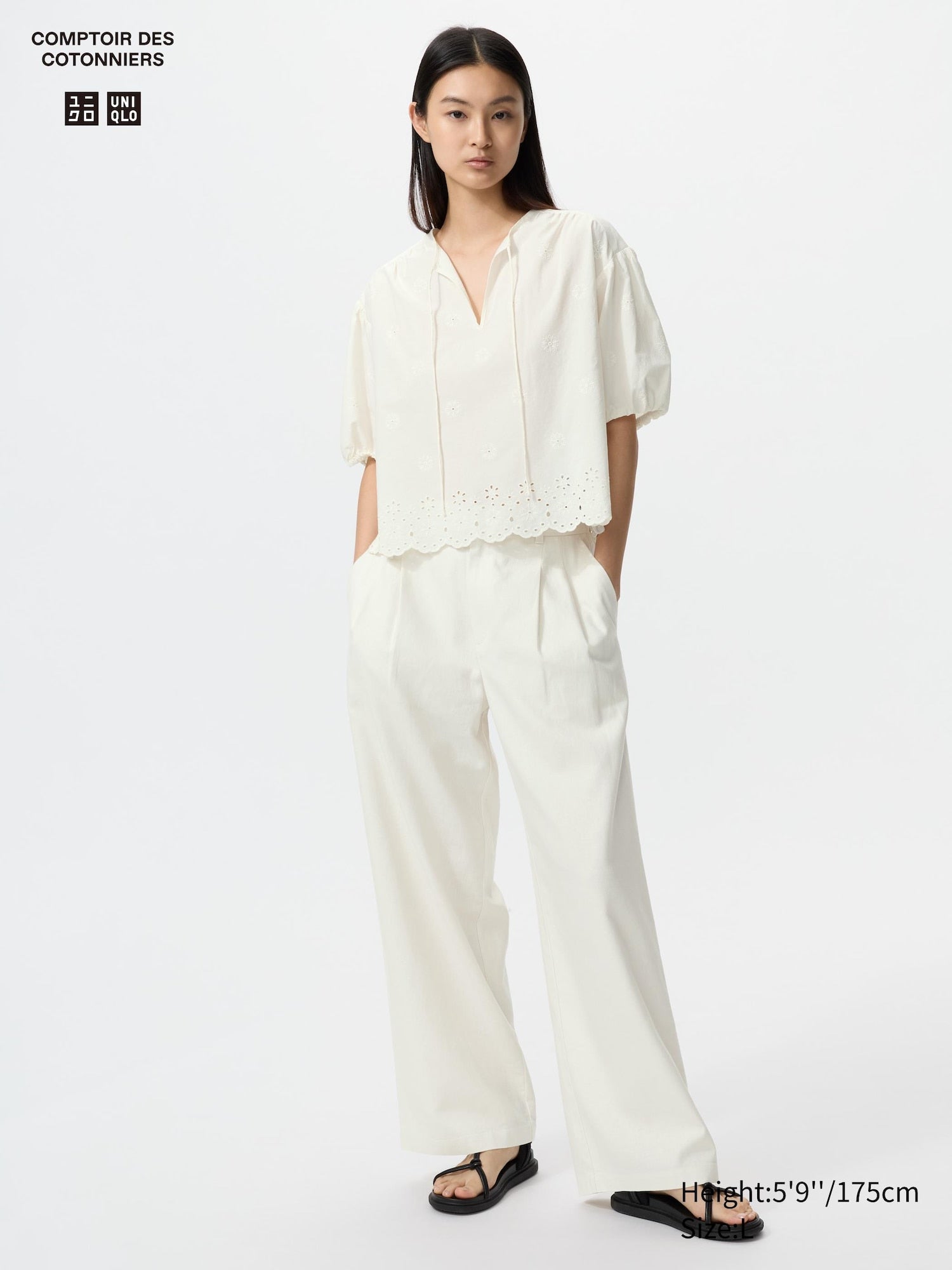 Linen Blend Straight Pants - OFF WHITE