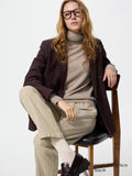 Cotton Relaxed Ankle Pants Hickory (Longer Length) - NAVY