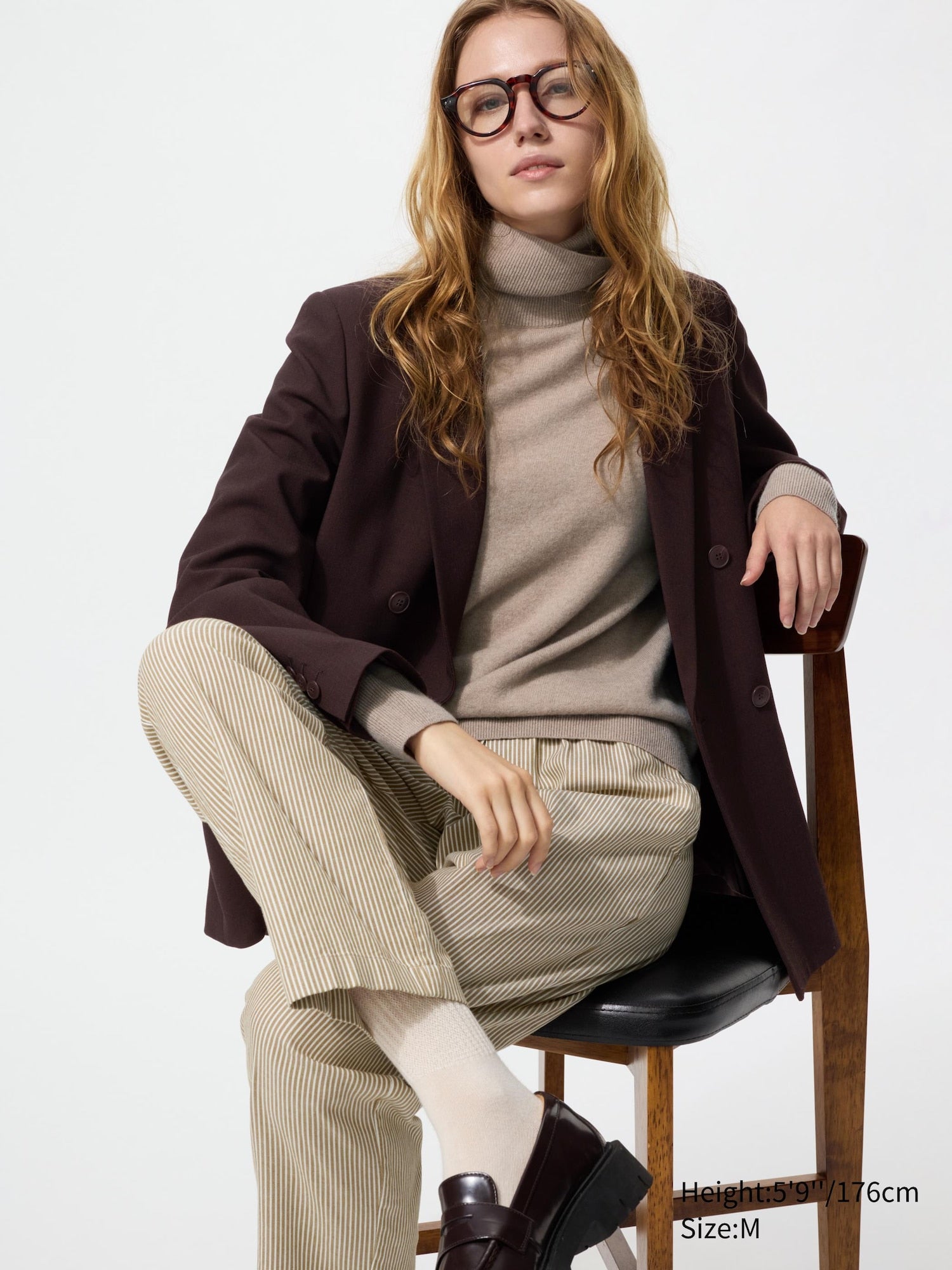 Cotton Relaxed Ankle Pants Hickory (Longer Length) - NAVY
