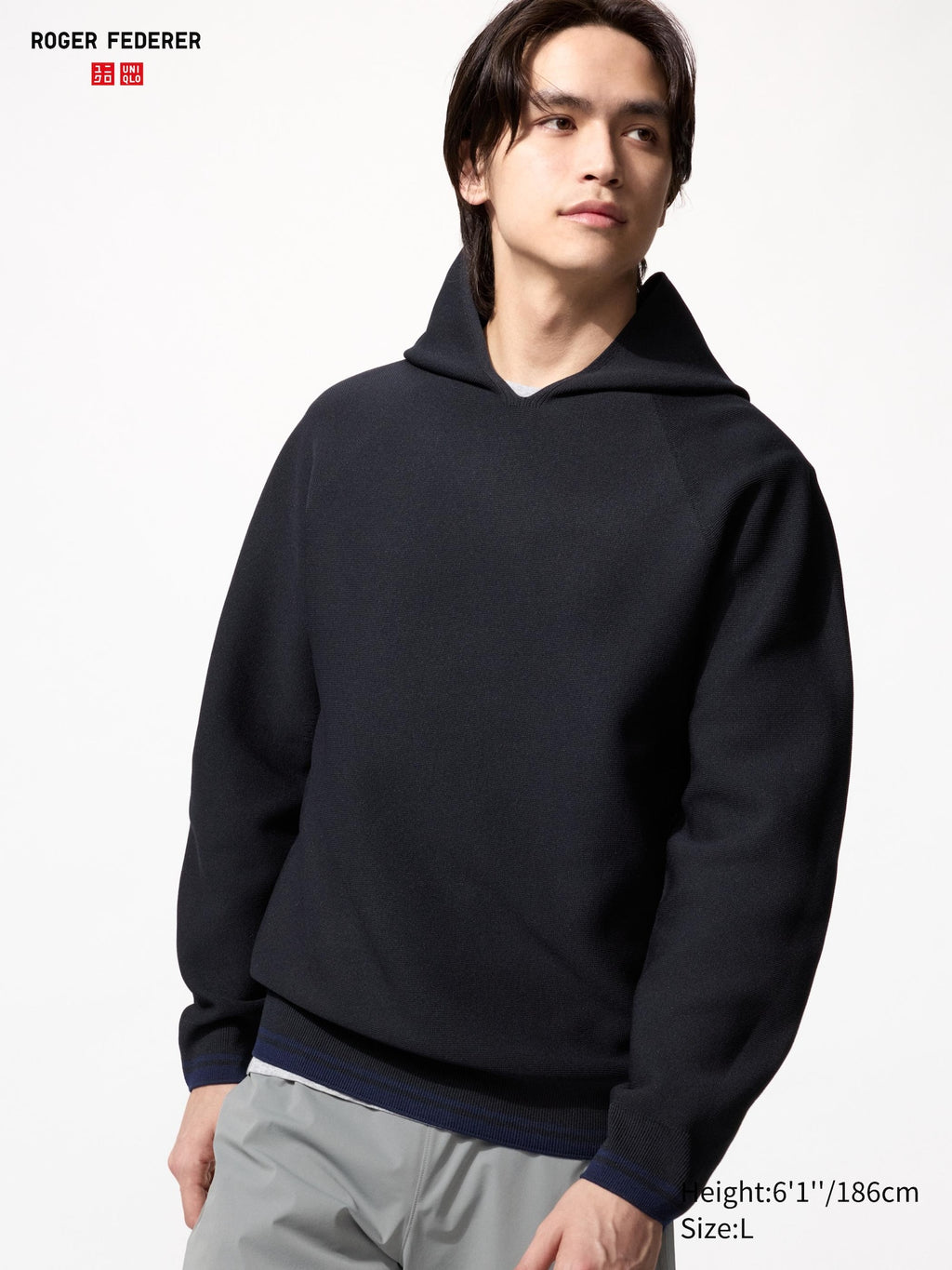 Washable 3D Knit Pullover Hoodie - BLACK
