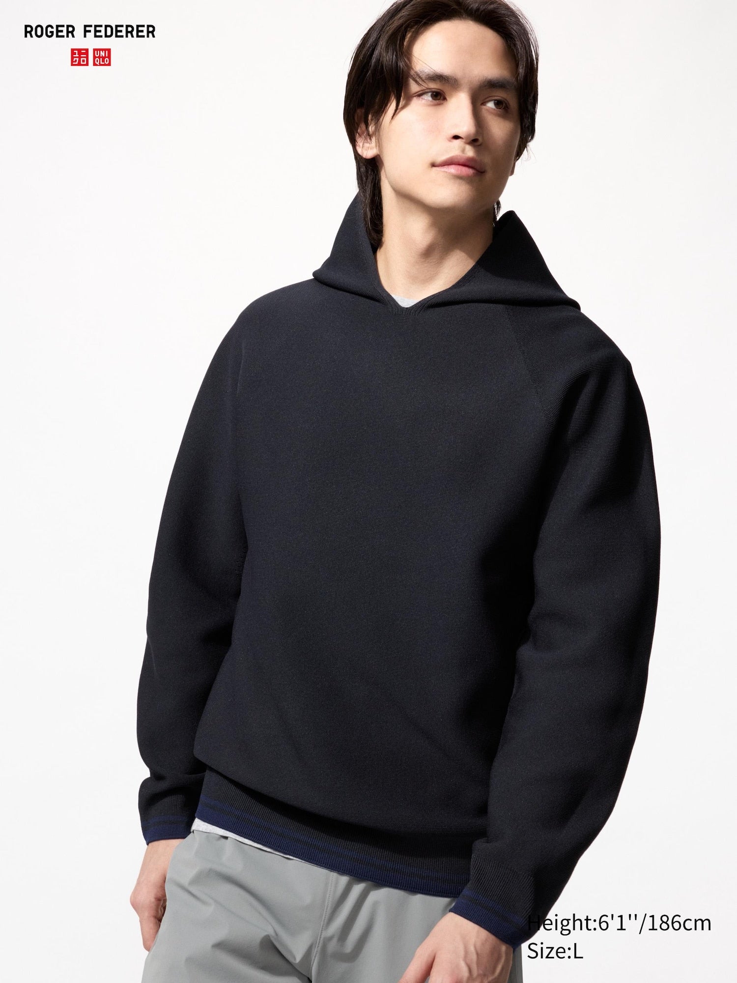 Washable 3D Knit Pullover Hoodie - BLACK