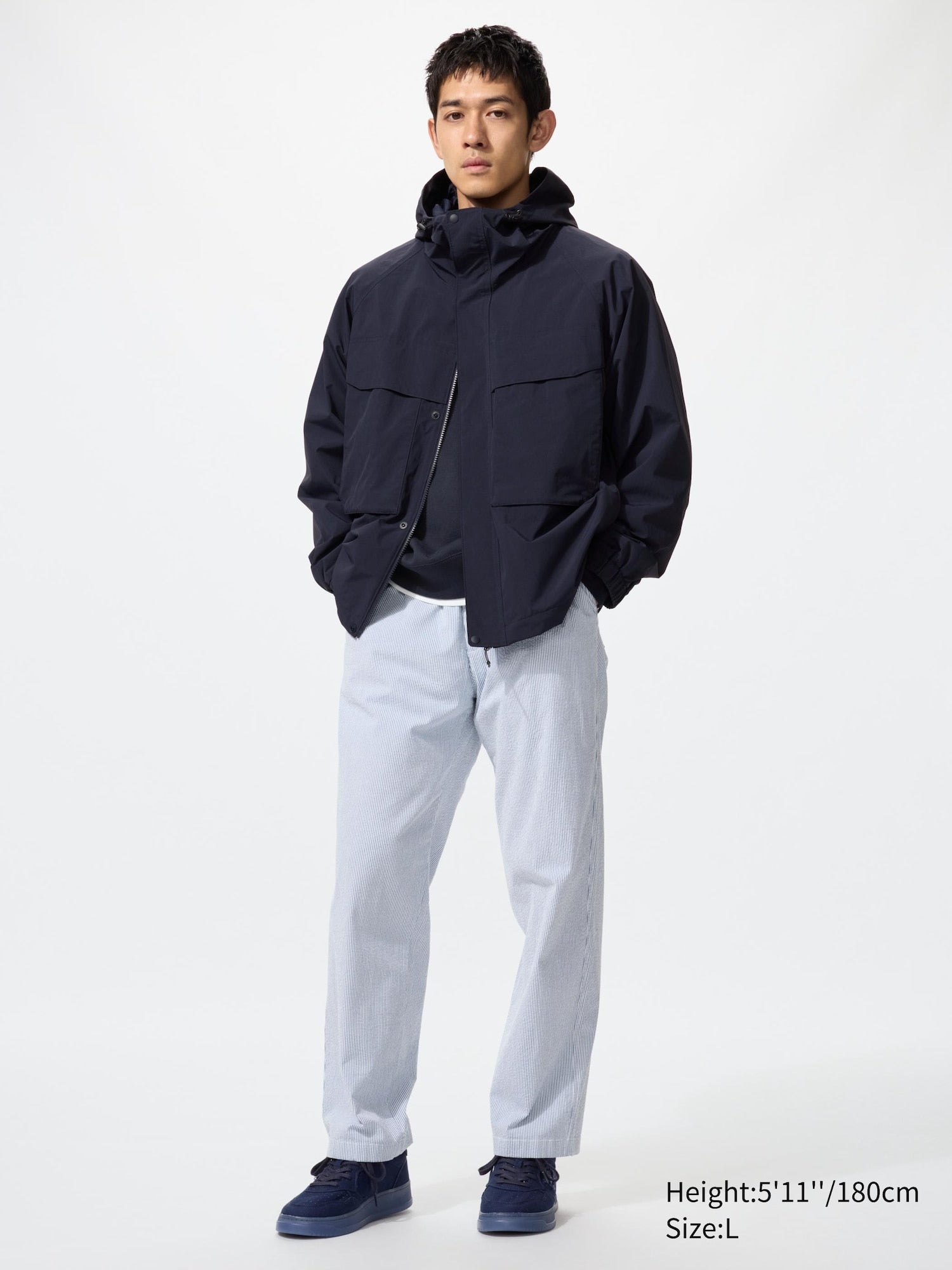 Stretch Easy Ankle Pants Seersucker - BLUE