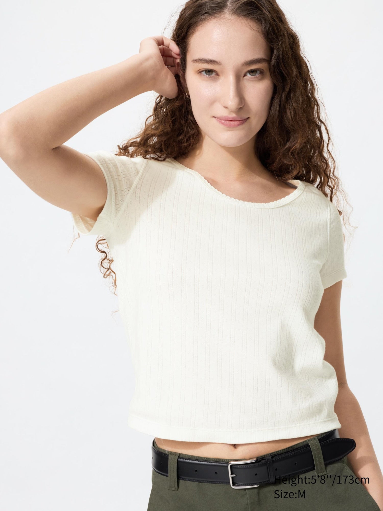 Pointelle Round Neck Mini T - WHITE