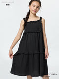 GIRLS Shirring Dress Solid - BLACK