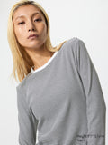 Soft Ribbed T Long Sleeve Striped - OFF WHITE