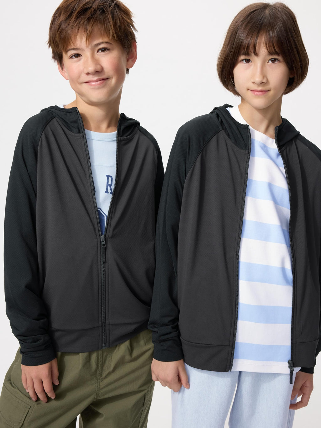 KIDS AIRism UV Protection Full Zip Hoodie - BLACK