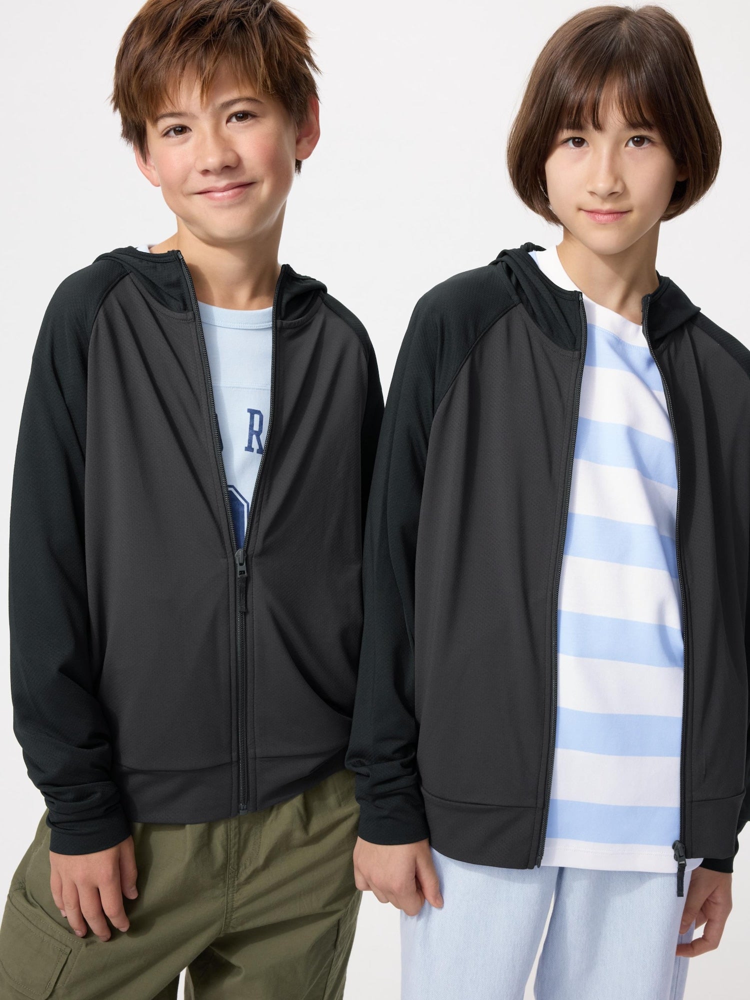 KIDS AIRism UV Protection Full Zip Hoodie - BLACK