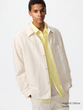 Cotton Linen Shirt Jacket Long Sleeve - NATURAL