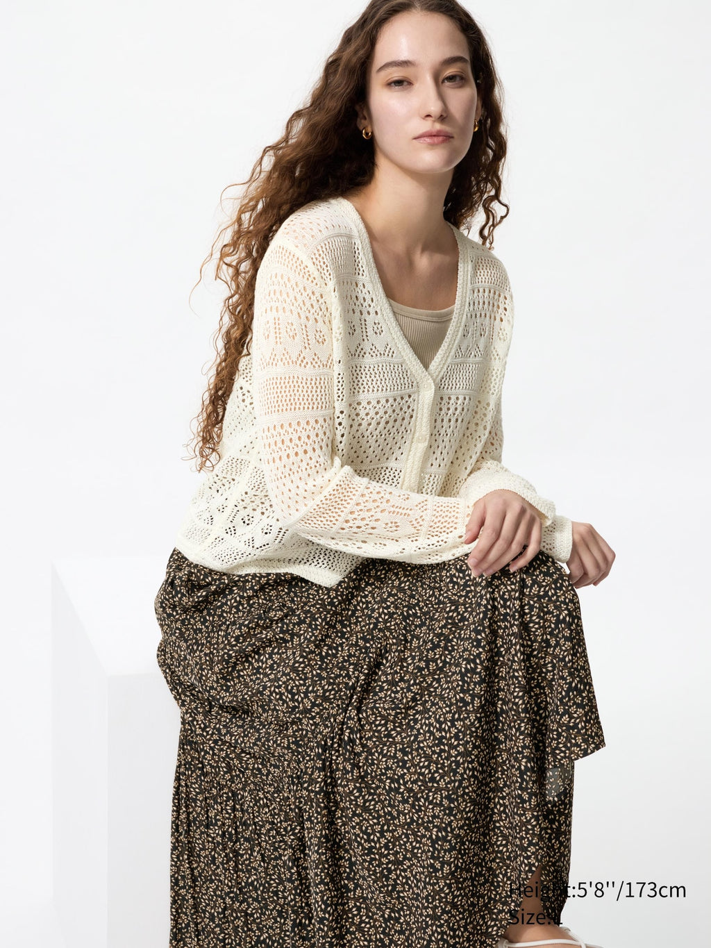 Crochet V Neck Cardigan - OFF WHITE