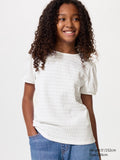 GIRLS Puff Sleeve T-Shirt Shirring - WHITE