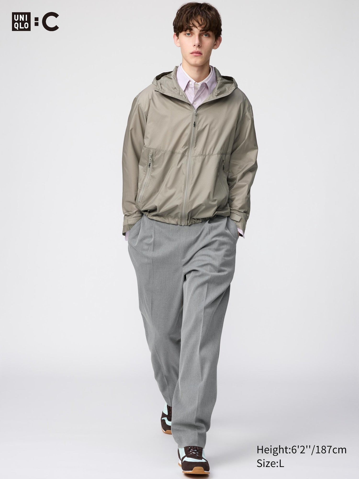 Pleated Wide Tapered Pants - GRAY
