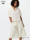 Linen Blend Culotte - OFF WHITE