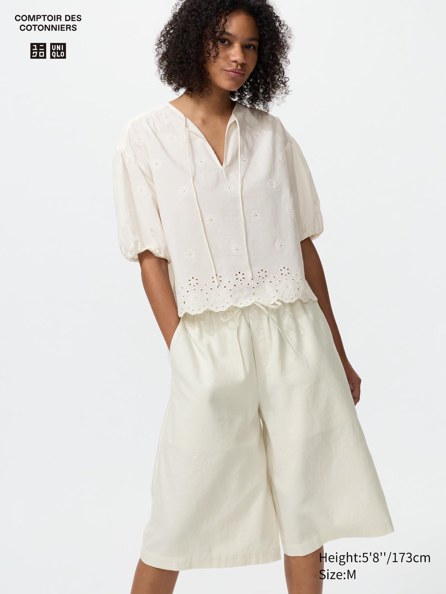 Linen Blend Culotte - OFF WHITE