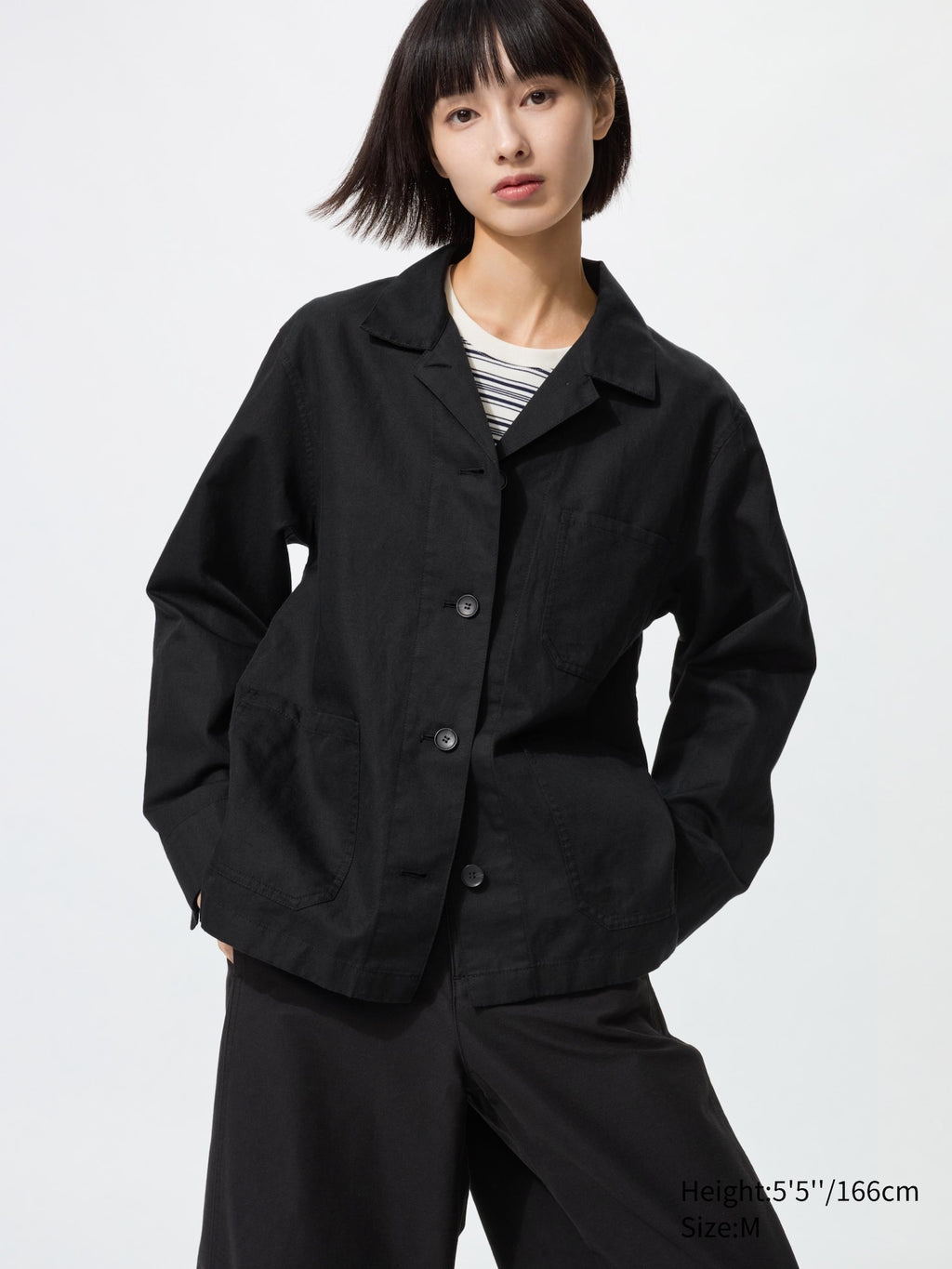 Linen Blend Coverall - BLACK