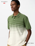 Dry Pique Striped Polo Shirt - OLIVE