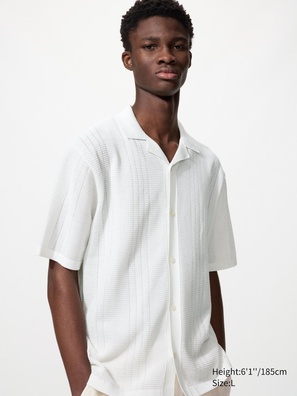 Washable Knitted Shirt Short Sleeve - OFF WHITE