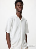 Washable Knitted Shirt Short Sleeve - OFF WHITE