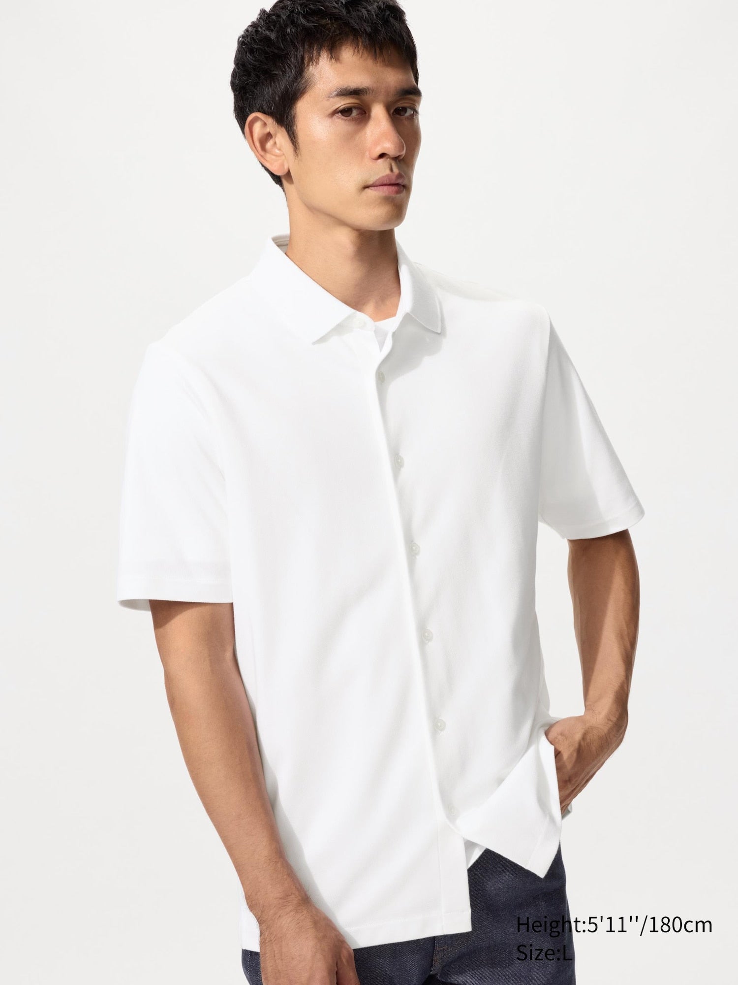 AIRism Cotton Pique Full Open Polo Shirt - WHITE