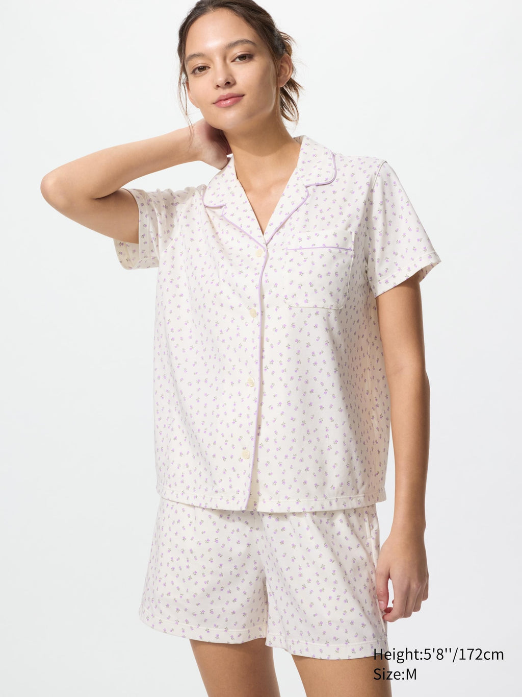 AIRism Cotton Pajamas Short Sleeve Print - OFF WHITE