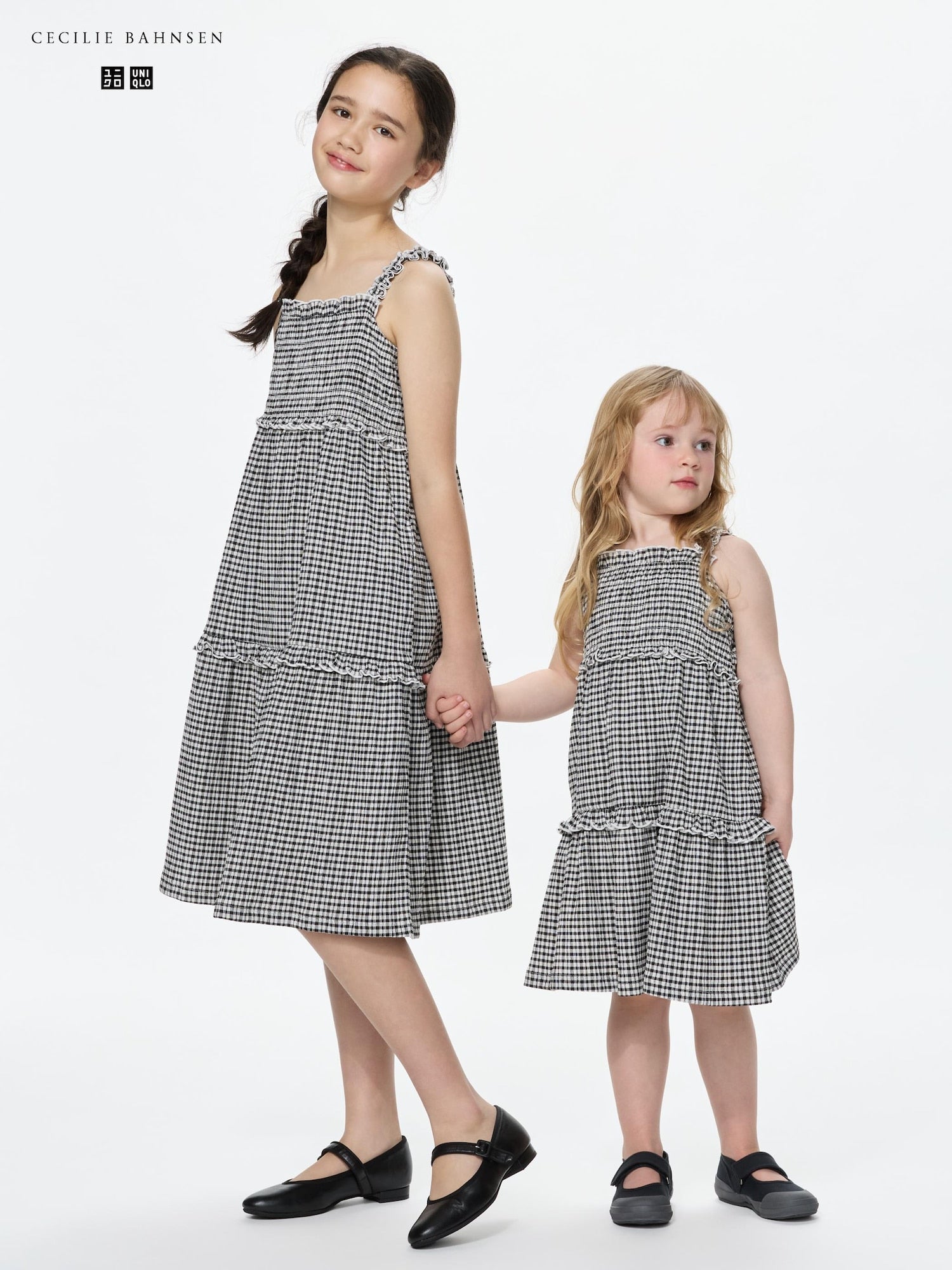 GIRLS Shirring Dress Checkered - OFF WHITE