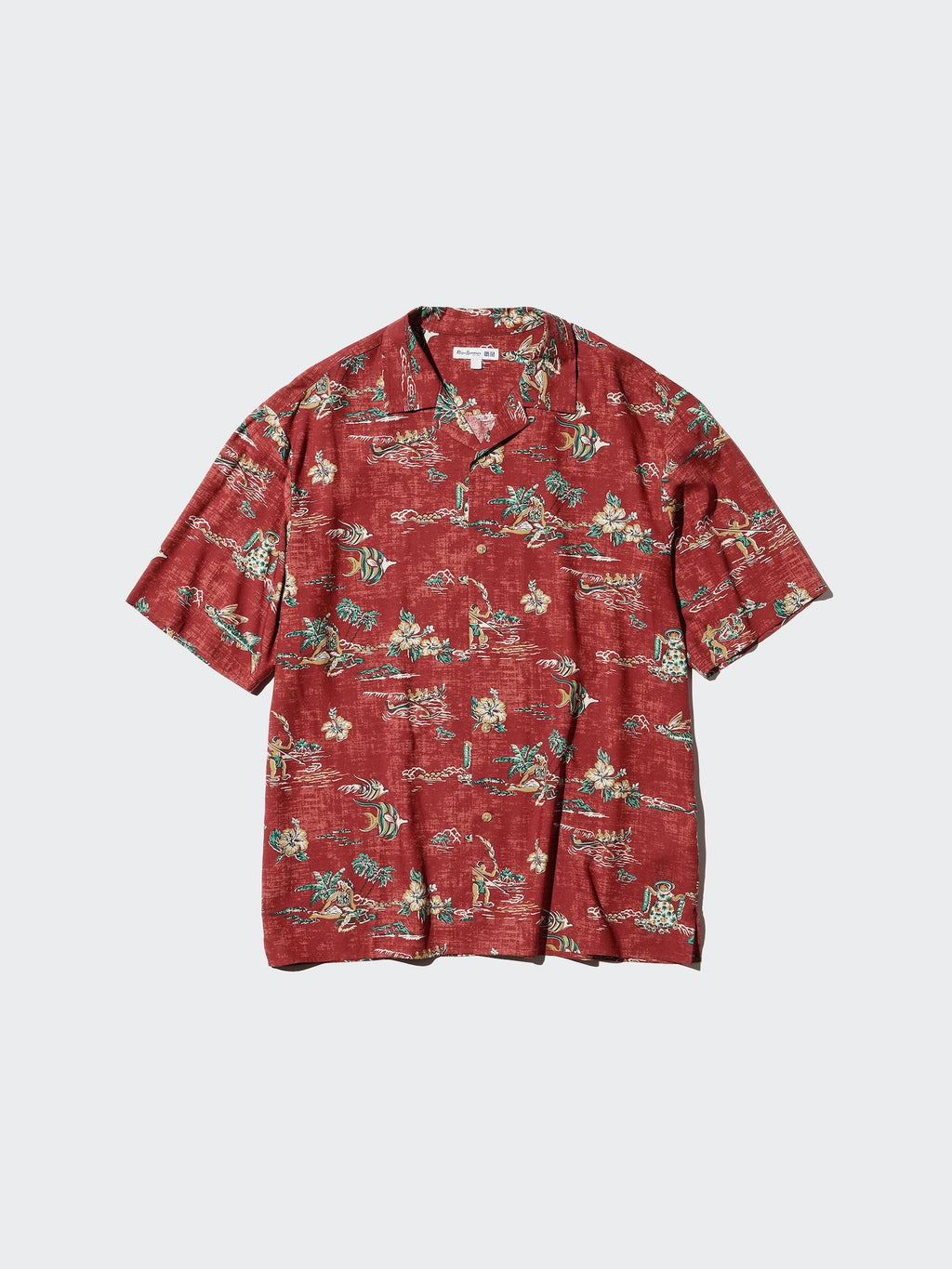 Modal Cotton Open Collar Shirt Short Sleeve - RED