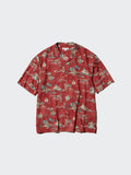 Modal Cotton Open Collar Shirt Short Sleeve - RED