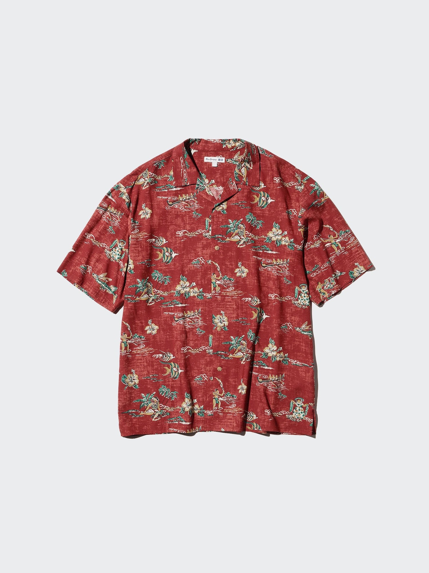 Modal Cotton Open Collar Shirt Short Sleeve - RED