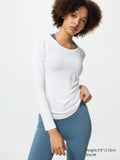 AIRism UV Protection Crew Neck T-Shirt Long Sleeve - WHITE