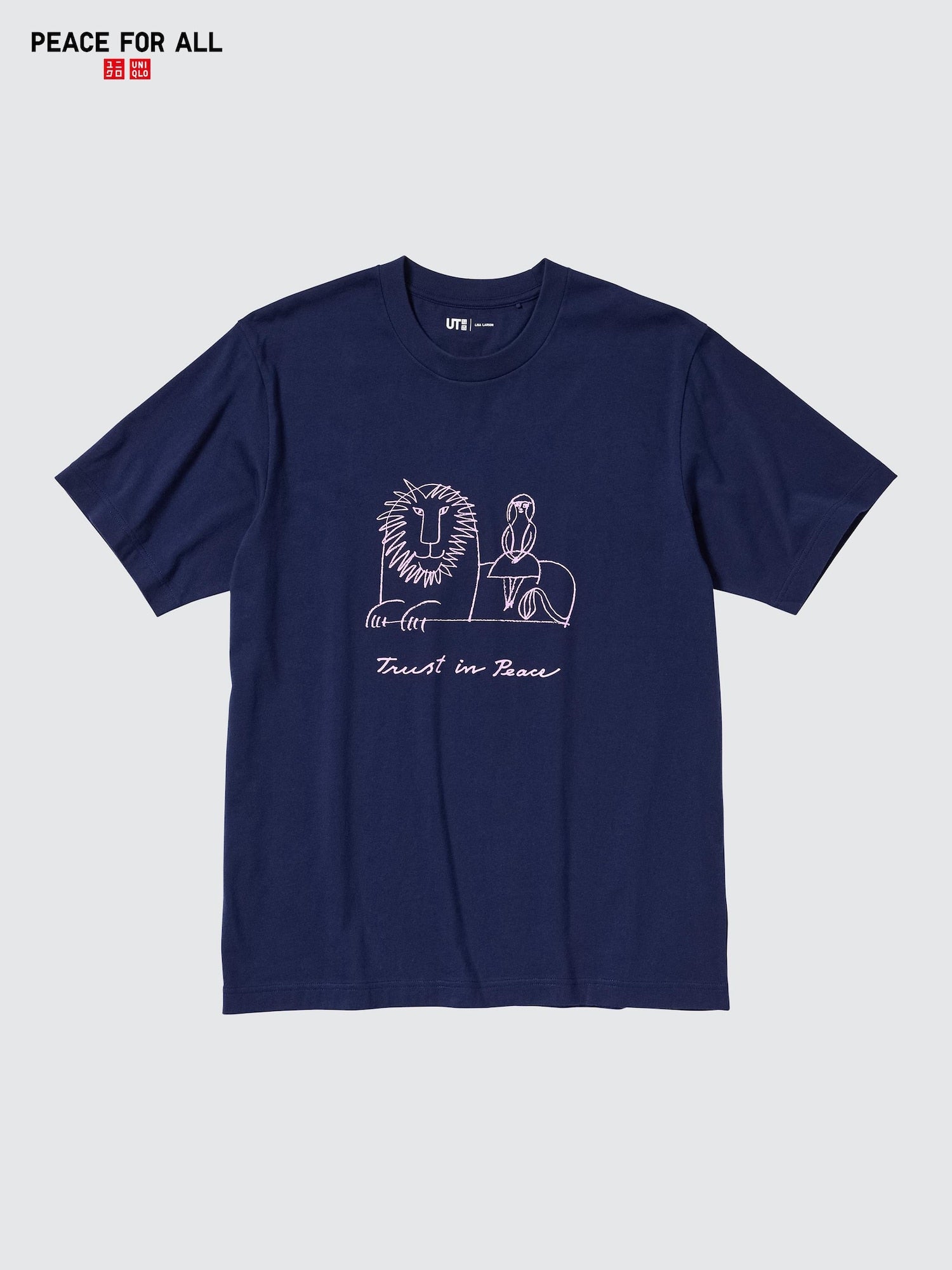 PEACE FOR ALL Lisa Larson Short Sleeve T-Shirt - NAVY