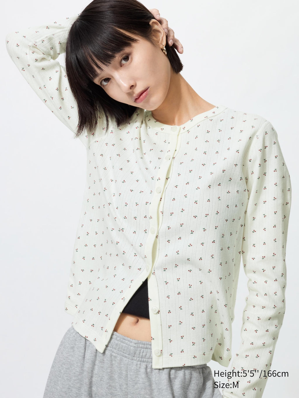 Pointelle Cardigan Print - OFF WHITE