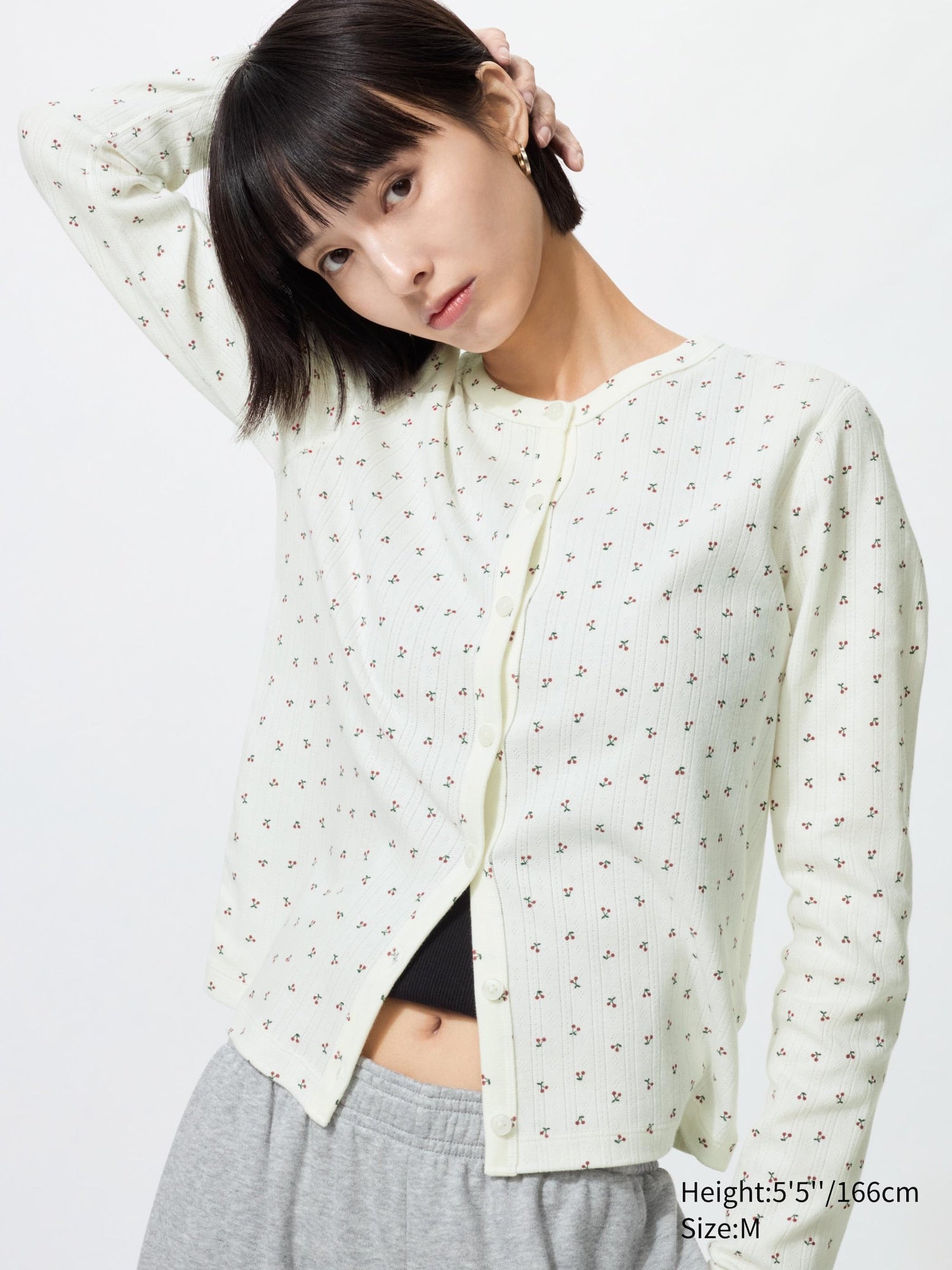 Pointelle Cardigan Print - OFF WHITE
