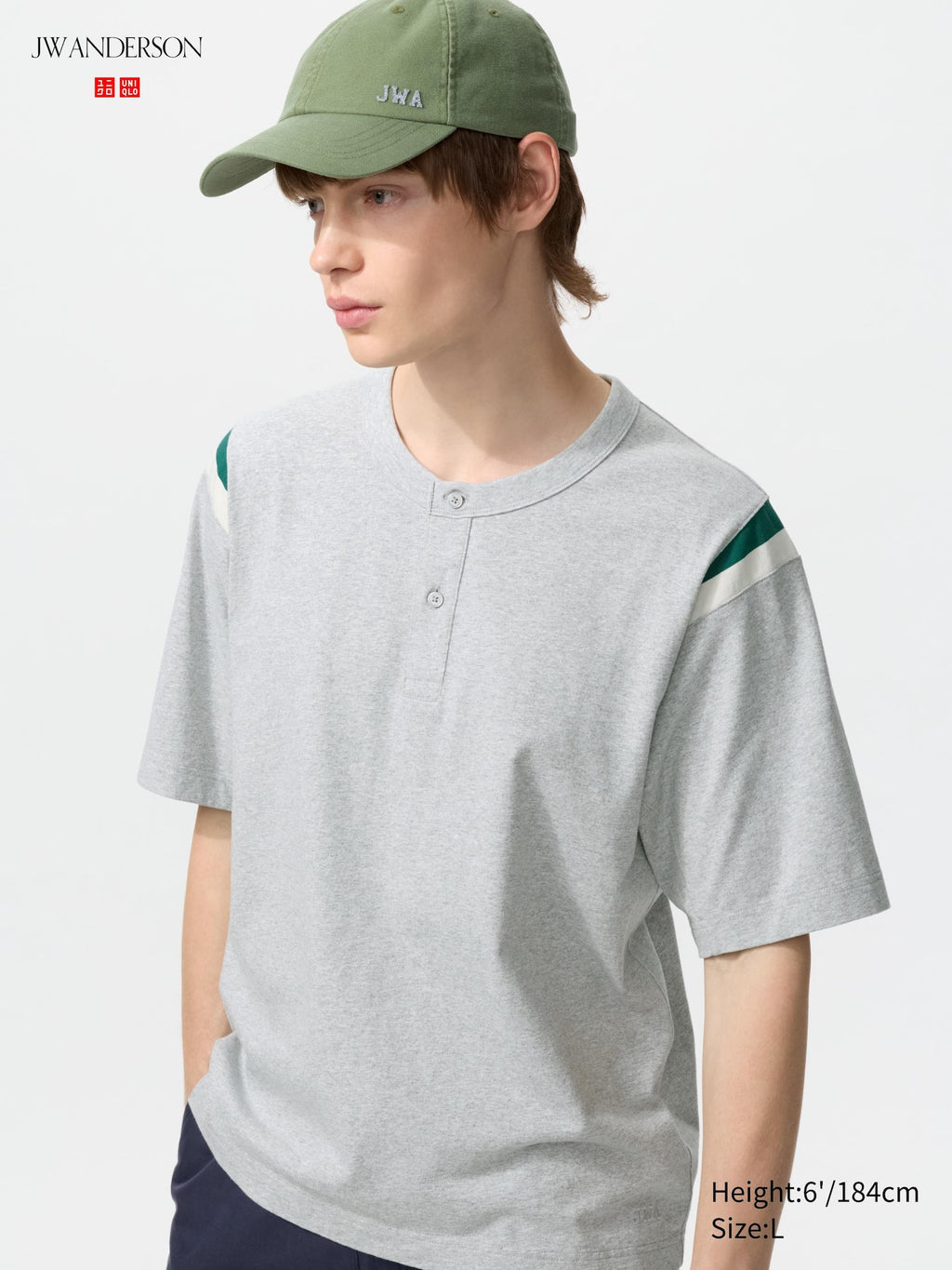 Henley Neck T-Shirt - GRAY