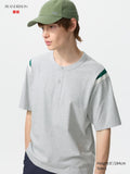 Henley Neck T-Shirt - GRAY