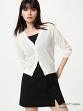 Light V Neck Cardigan - OFF WHITE