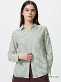 Premium Linen Shirt Long Sleeve Striped - GRAY