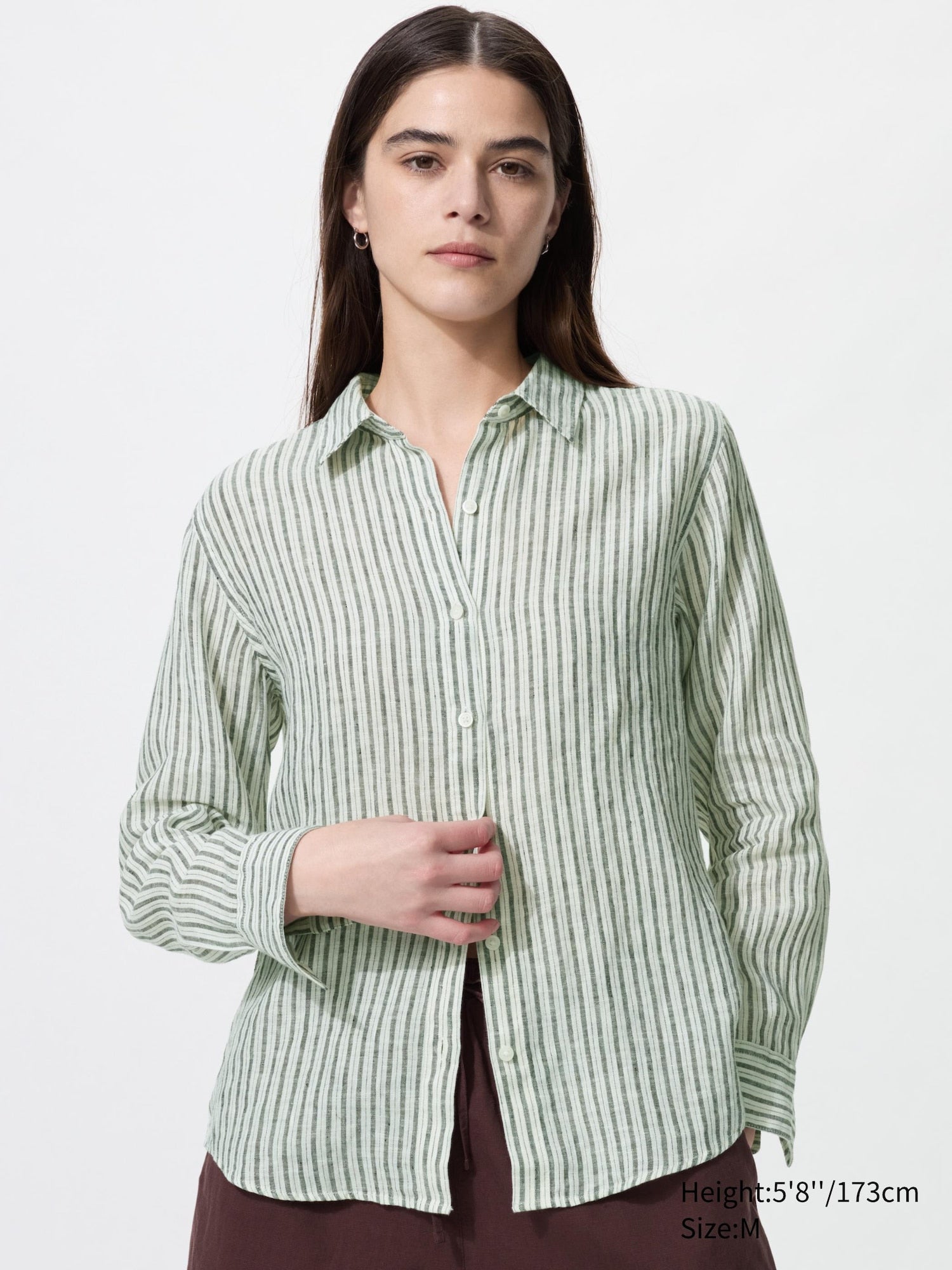 Premium Linen Shirt Long Sleeve Striped - GRAY