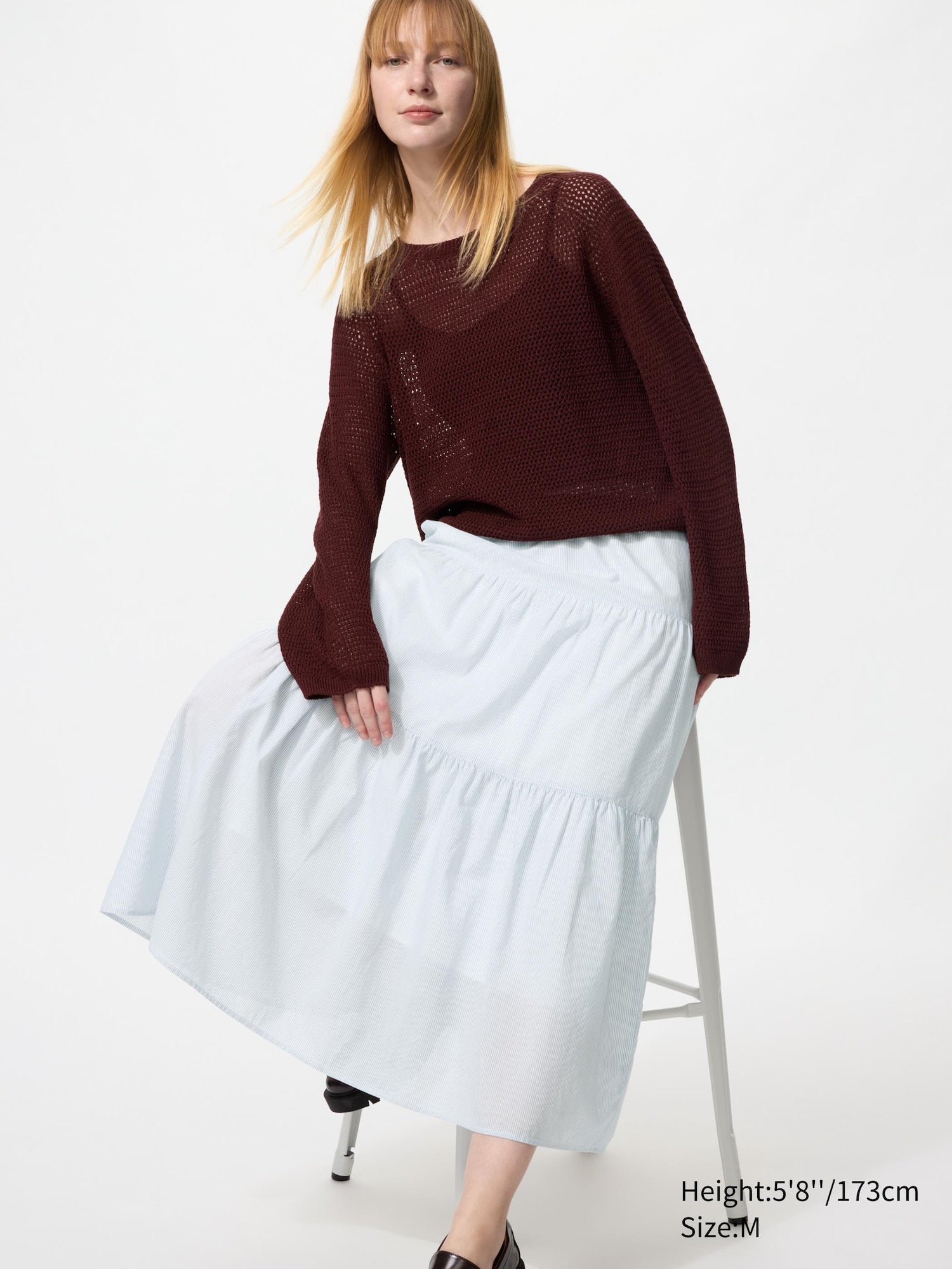 Tiered Maxi Skirt Stripe - BLUE