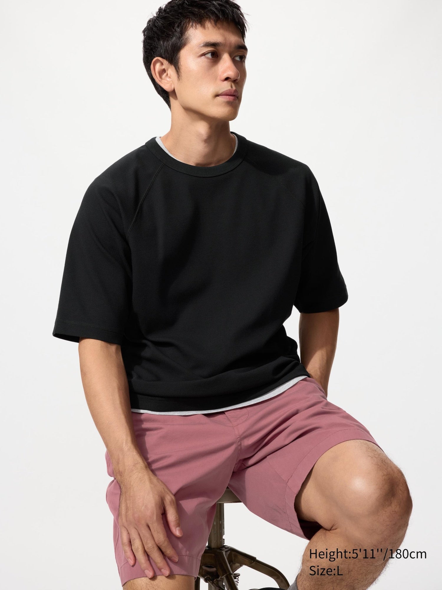 Dry Waffle Crew Neck T-Shirt - BLACK