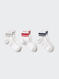 Socks 3 Pairs Crew Pile Line - BLACK