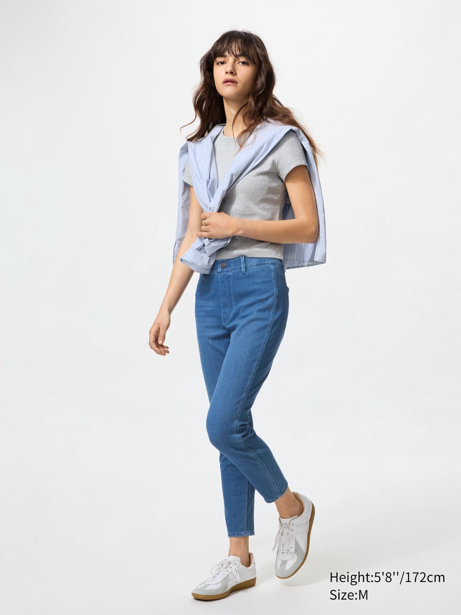 Ultra Stretch Cropped Denim Leggings Pants - BLUE