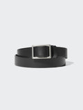 Italian Leather Slide Buckle Belt - BLACK