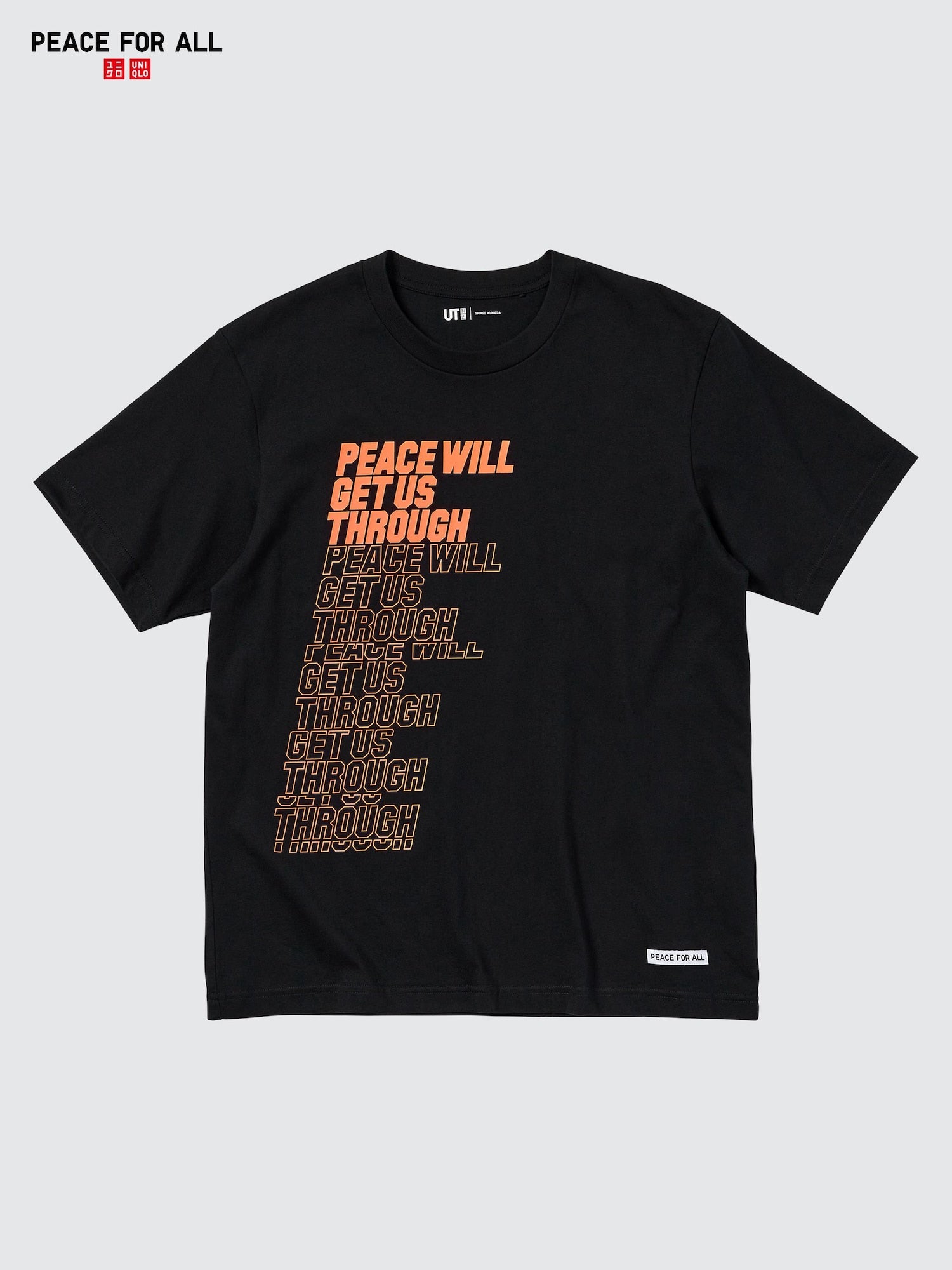 PEACE FOR ALL Shingo Kunieda UT (Short Sleeve Graphic T-Shirt) - BLACK