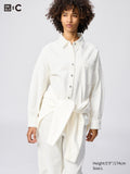 Denim Relaxed Shirt Jacket - WHITE